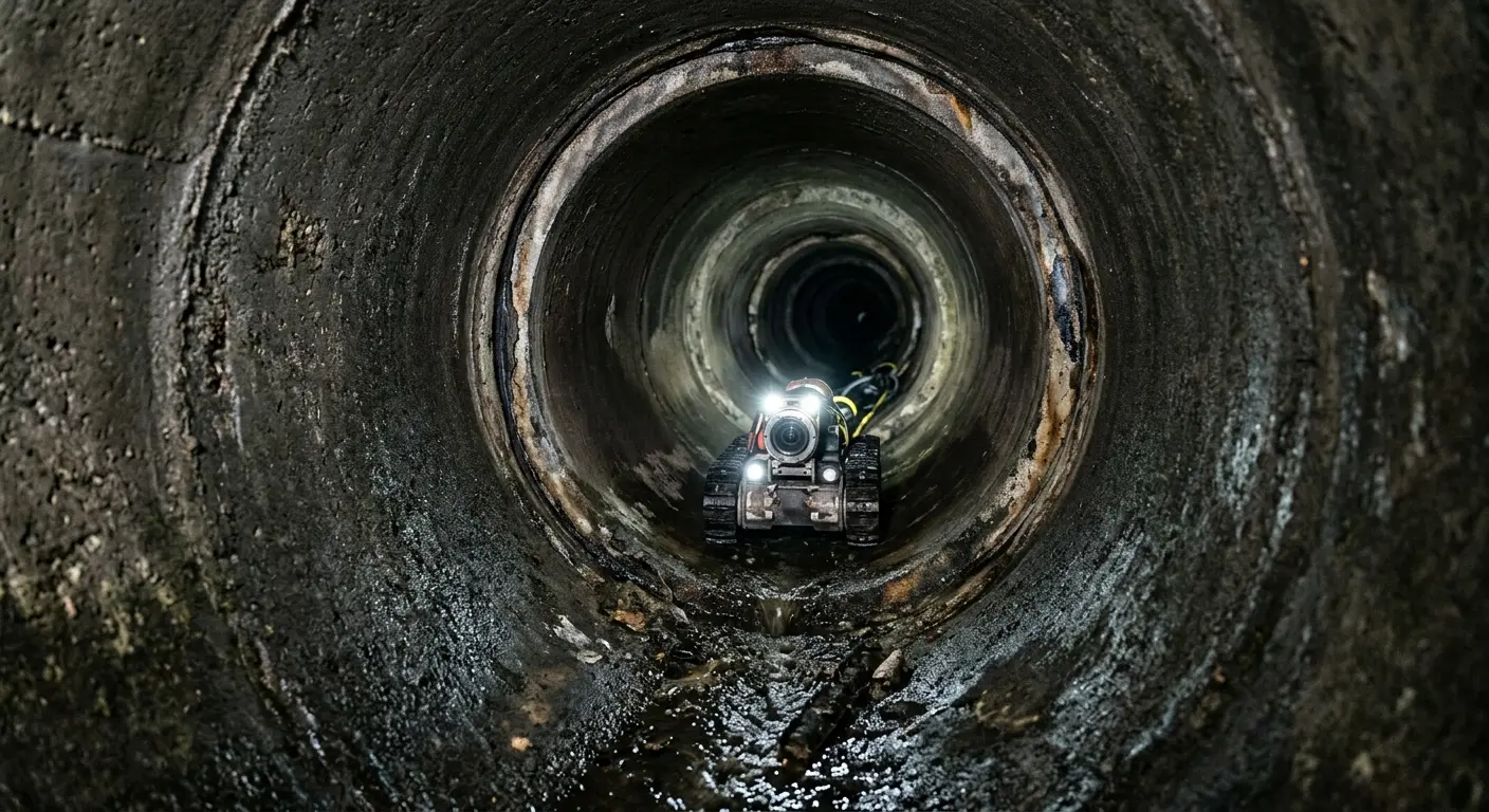 Robotic sewer camera inspecting pipe interior for Sewer Line Repair in Potomac Mills